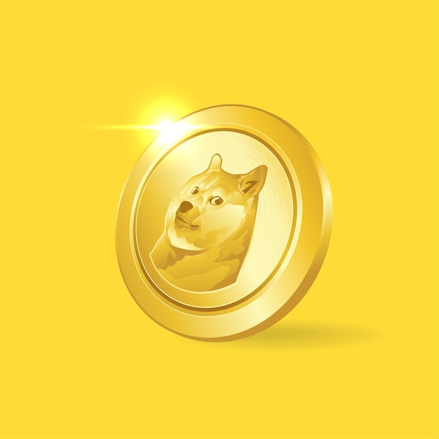 Dogecoin (DOGE) gouden munt.