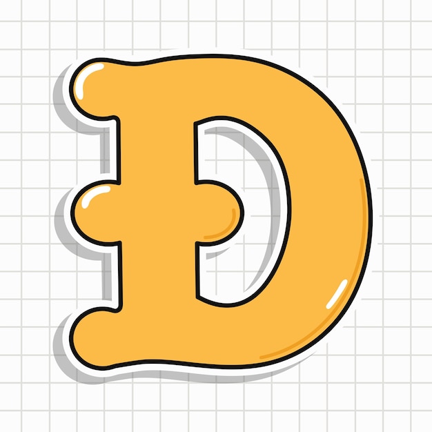 Dogecoin symbool sticker karakter vector met de hand getekende cartoon kawaii karakter illustratie icoon leuk