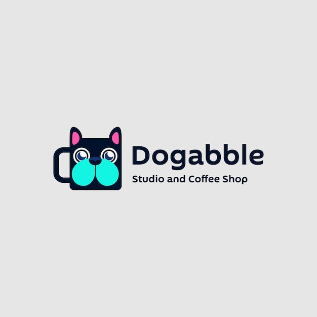 Концепция дизайна логотипа doggable с кофейной чашкой и собачьей мордой - шаблон векторного логотипа