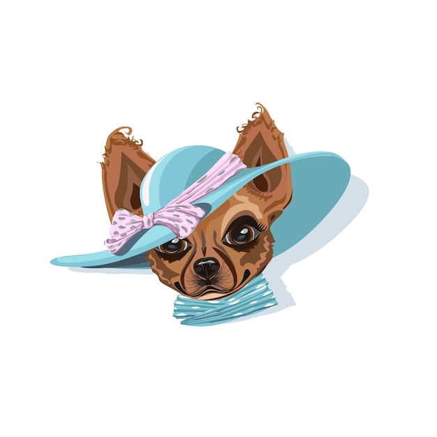 Vector doggie in a summer hat