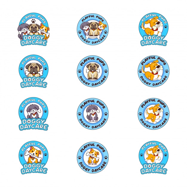 doggy daycare logo set