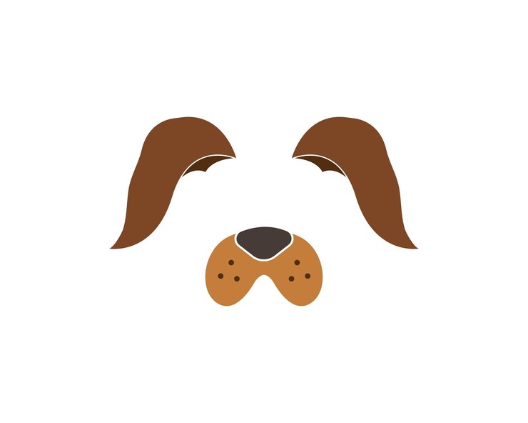 Vector dogl 얼굴 요소 설정 벡터 일러스트 레이 션 동물 캐릭터 귀와 코 셀카 사진 장식을 위한 비디오 차트 필터 효과