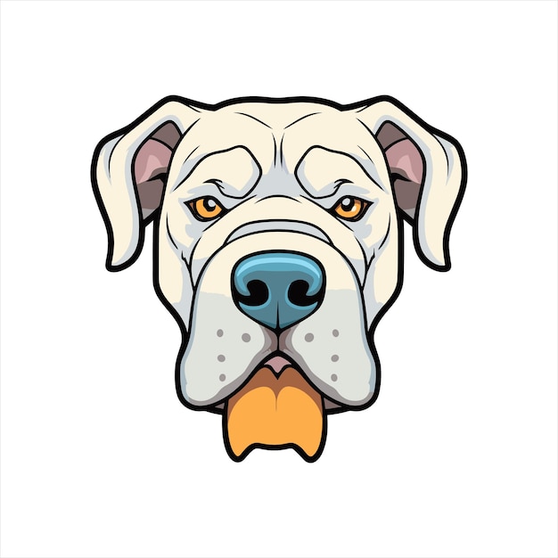 Dogo Argentino Dog Breed Cute Cartoon Kawaii Character Animal Pet Isolated Sticker Illustration