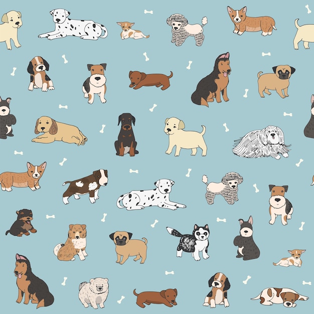 犬動物のシームレスなパターン ベクトル