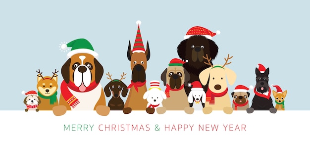 Vector dogs in christmas costumes