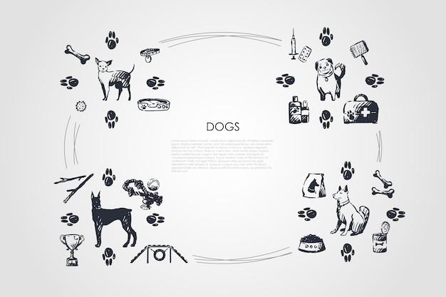 Dogs  concept set illustration