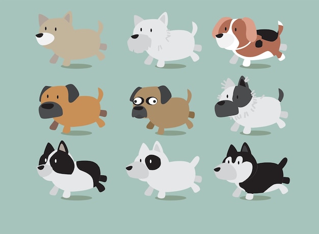 Il tipo differente cani di cani vector l'illustrazione