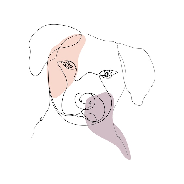 dogs face one line drawing Continuous line Handdrawn minimalist illustration