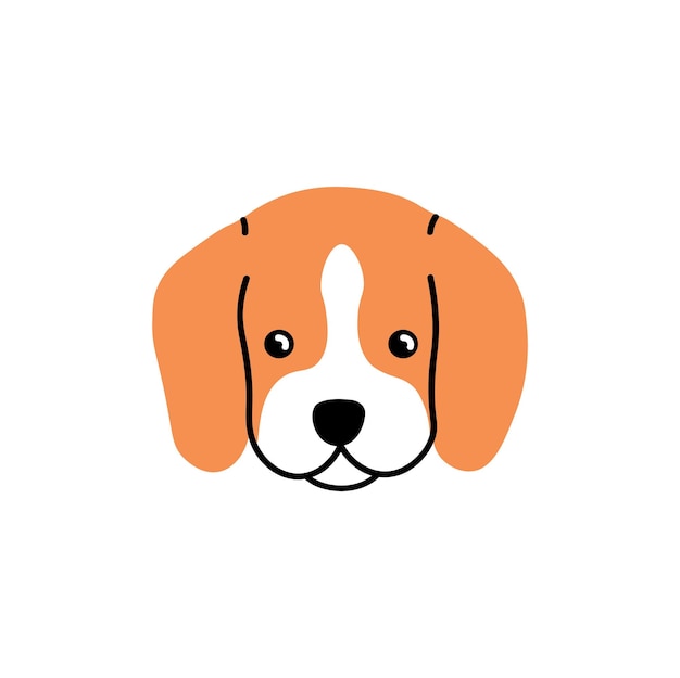 Cani testa avatar carino adorabile viso di cagnolino ritratto canino di cucciolo di beagle lopeared bei cuccioli muso animali muso piatto illustrazione vettoriale di affascinante animale domestico isolato su priorità bassa bianca