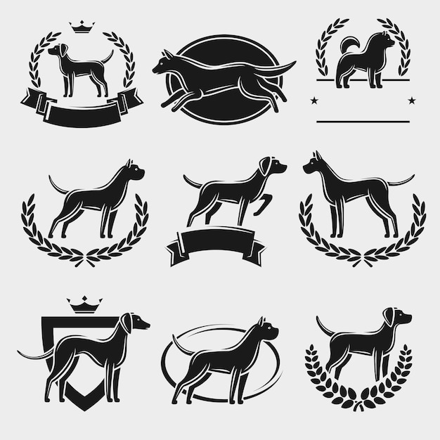 Dogs label and icons set Vector