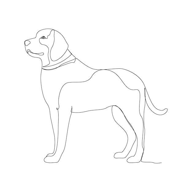 Dogs one line drawing outline vector isolated