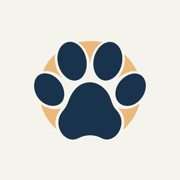 Vector a dogs paw is neatly enclosed within a circle creating a minimalist design create a minimalist logo featuring a pet paw print using simple lines and shapes