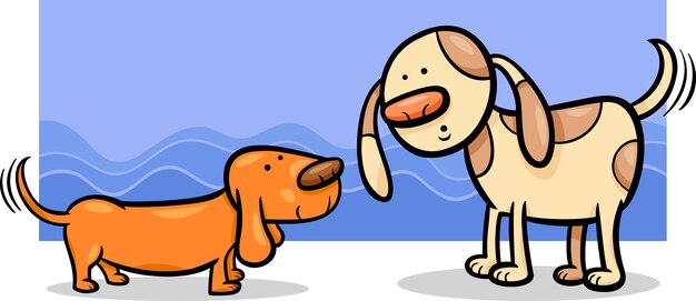 Dogs wagging tails cartoon