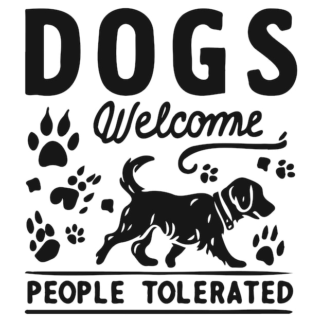 Vector dogs welcome people tolerated with paw prints_b