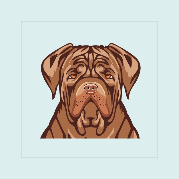 Dogue de bordeaux dog head illustration vector