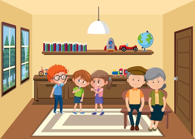 Doing different activities at home cartoon concept