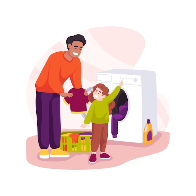 Vector doing laundry isolated cartoon vector illustration