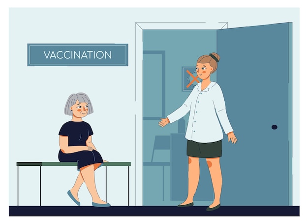 Dokter nodigt oudere vrouw uit voor vaccinatie