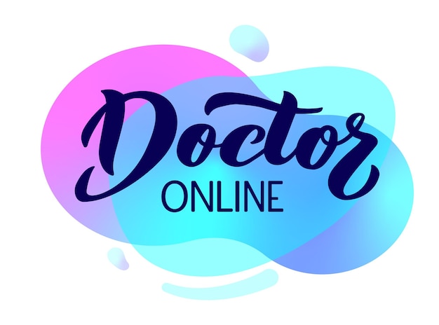 Dokter online hand belettering zin over online medisch consult moderne virtuele diagnose