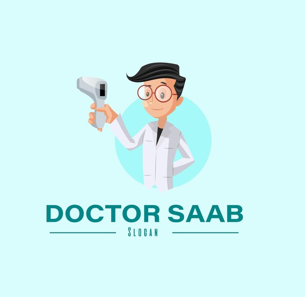 Dokter saab vector mascotte logo sjabloon