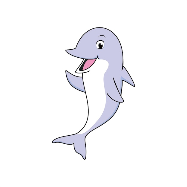 dolfijn cartoon ontwerp illustratie. schattig zeedier icoon, teken en symbool.