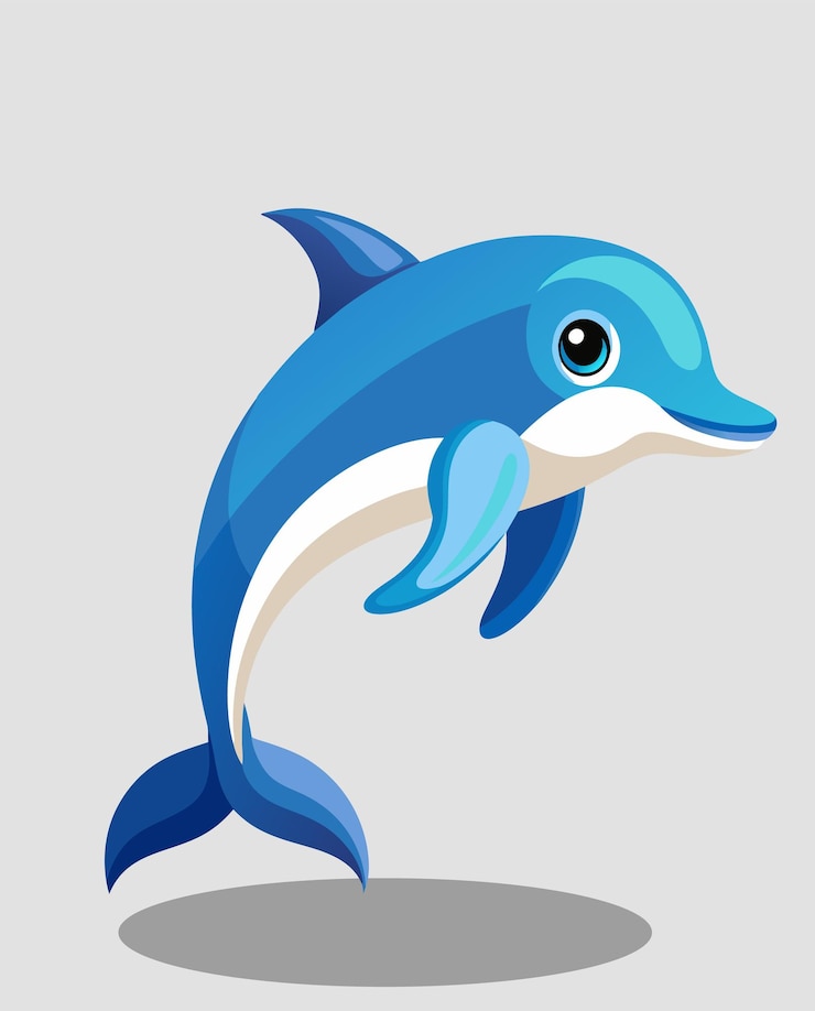 Vector dolfijn cartoon personage voor 2d animatie