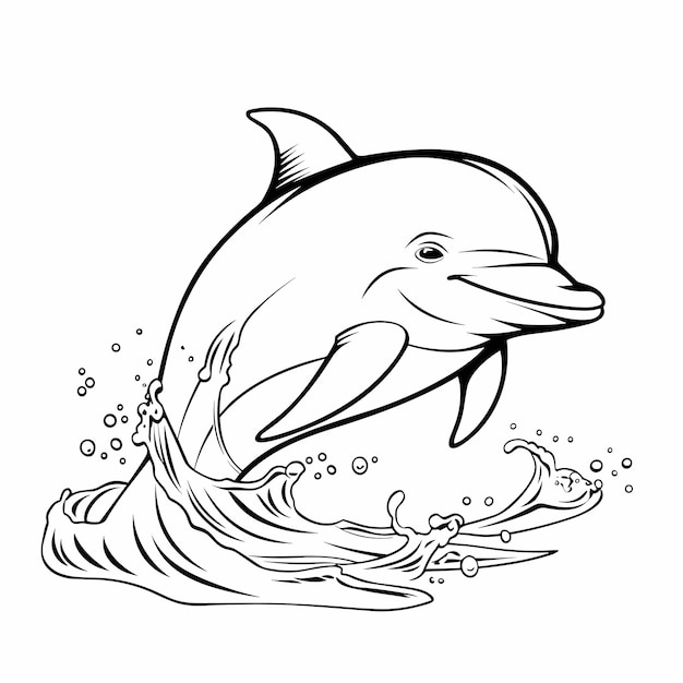 dolfijn kleurplaten voor kinderen Zwart en wit