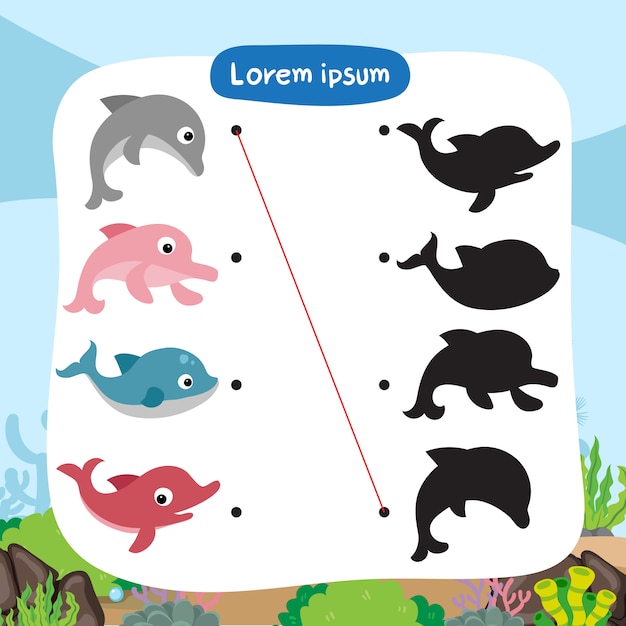 Dolfijn matching game vector ontwerp