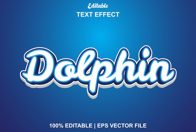 Dolfijn-teksteffect met blauwe moderne bewerkbare stijl