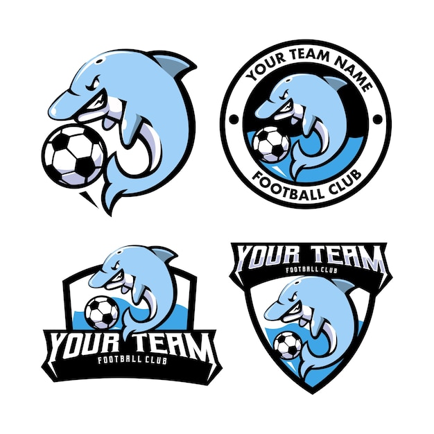 Vector dolfijn voetbal sport logo