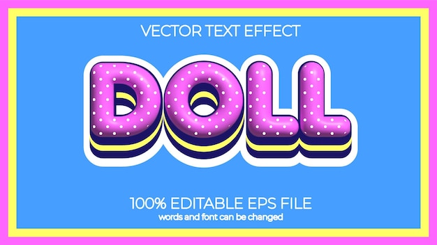 Vector doll editable text effect style eps editable text effect