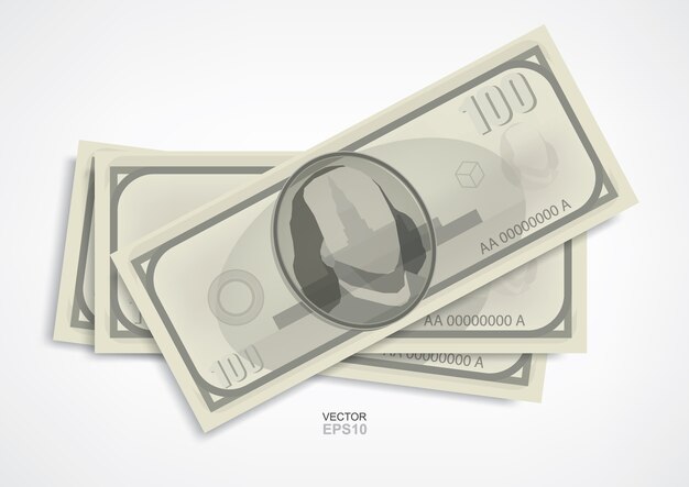 Vector dollar banknote on white background