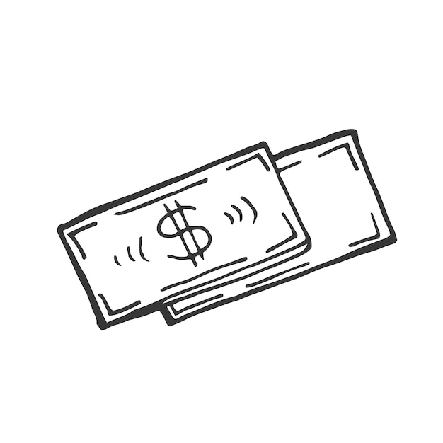 dollar bill doodle icon vector illustration