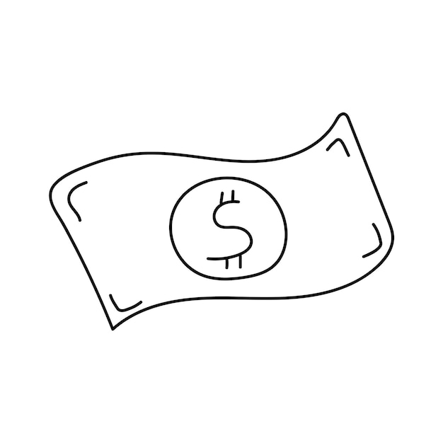 Dollar bill in doodle style