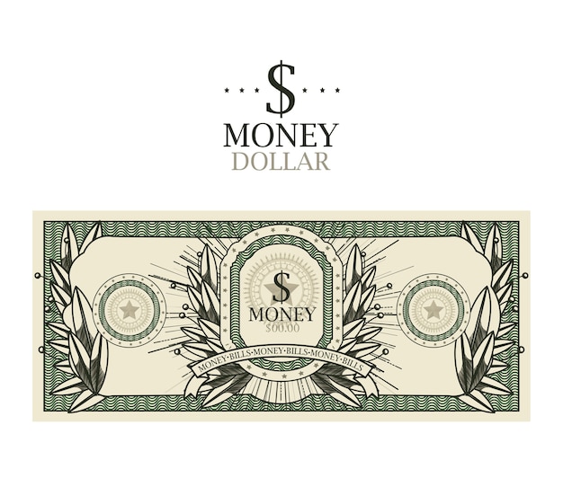 Vector dollar bill geïsoleerd ontwerp