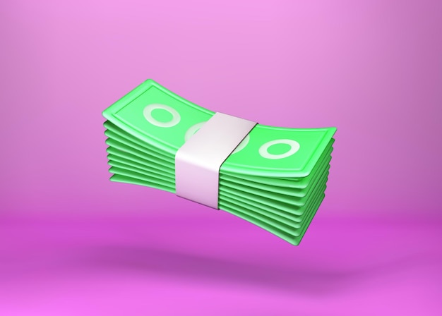 Dollar bill isolated vector 3d illustration wad of money 3d icon