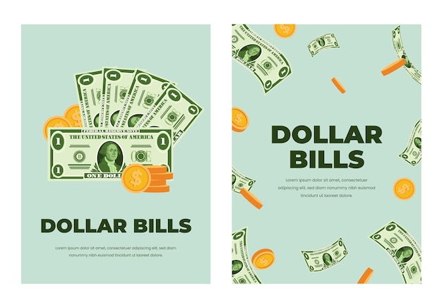 Vector dollar bills card set