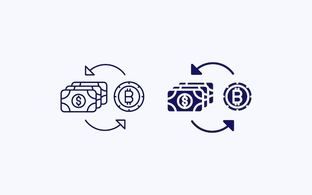 Icona dell'illustrazione dello scambio da dollaro a bitcoin