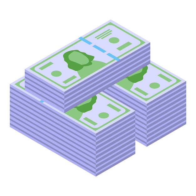 Dollar cash stack icon isometric vector Money pile Bank currency