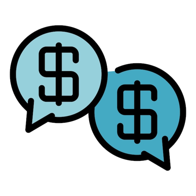 Vector dollar chat icon outline dollar chat vector icon color flat isolated