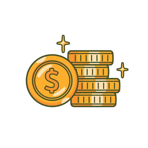 Dollar coin icon cartoon vector illustrations