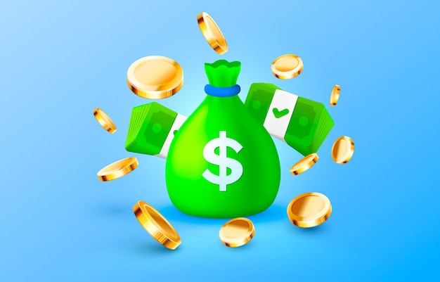 Dollar coins stack golden package icon save vector