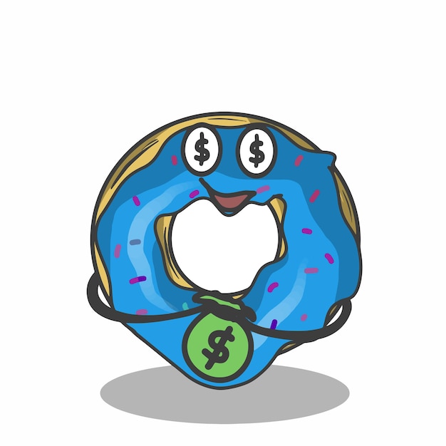 Dollar cute donuts character vector template design illustration