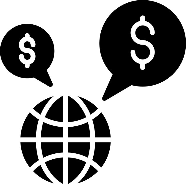 Dollar earth solid and glyph vector illustration