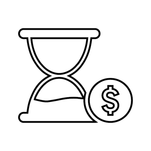 Dollar glass hour line icon Outline vector