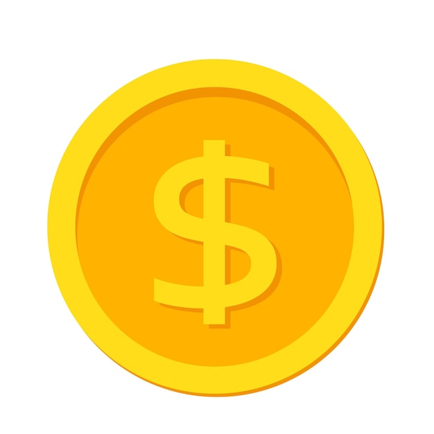 Vector dollar golden flat vector illustration dollar icon in yellow shape