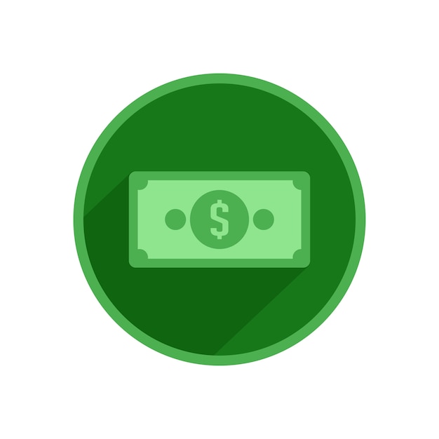 Vector dollar icon with long shadow