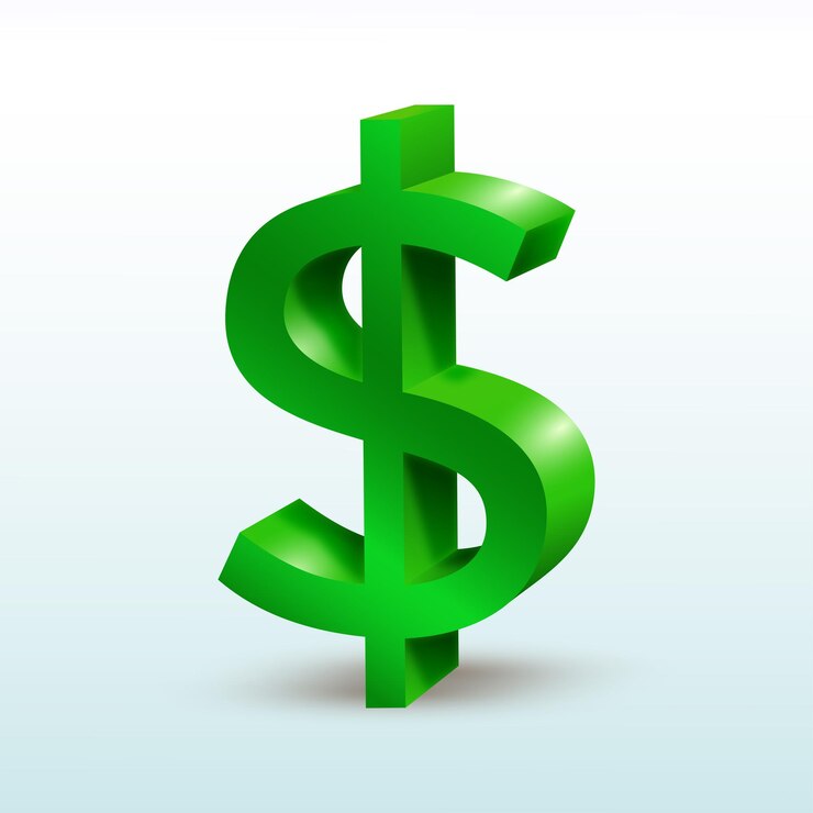 Dollar pictogram 3D vectorillustratie groene kleur