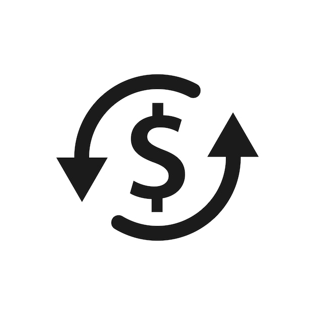 Иконка перезагрузки доллара на белом фоне Векторная иллюстрация