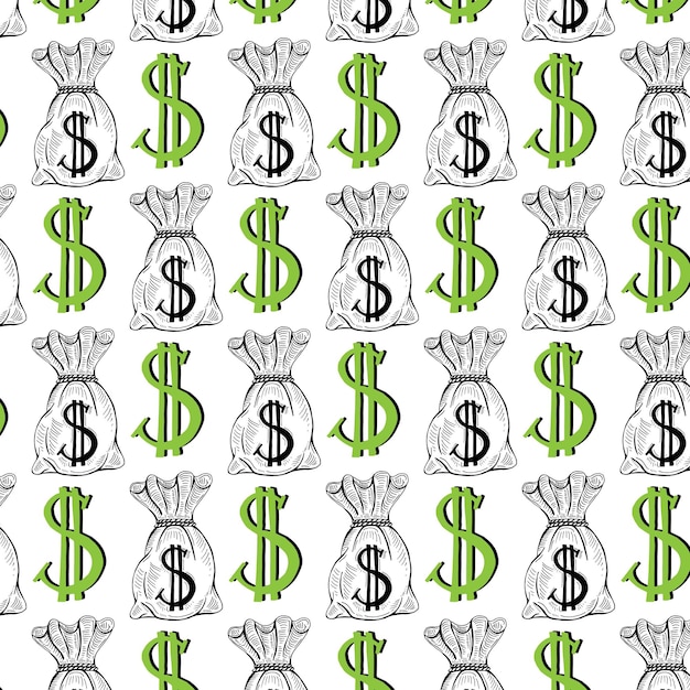 Vector dollar seamless pattern background. vector